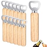 Royouzi 12 Stück Flaschenöffner, Bottle Opener, ​Holz Bieröffner Holzgriff Tragbare, Naturholz Kronkorkenöffner für Startseite, Pub, Outdoor, Männer (12PCS-Holzfarbe)