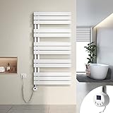 Heilmetz Badheizkörper Elektrisch Heizkörper Bad mit Digitalem Thermostat Handtuchheizkörper mit Timer-Funktion 1176x600mm 600 Watt für Badezimmer/Wohnzimmer