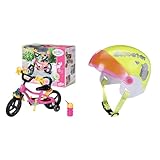 Zapf Creation Baby Born Fahrrad - Pinkes Puppenfahrrad für 43 cm Puppen mit gelben Schutzblechen 830239 Baby Born City Scooterhelm 43 cm