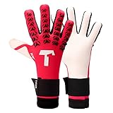 T1TAN Red Beast + LC - Torwarthandschuhe ohne Fingerschutz - Fußballhandschuhe für Jugendliche & Erwachsene, Unisex - Negative Cut und 4mm Gecko Grip - Gr. 10