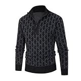 MEIMIYI Knit Sweater Herren Weich Komfortabel Langarm Pulli Slim Fit Rundhals Strickpullover Herren Winter Casual Warm Einfarbig Pullover Herren H-Black L