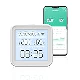 DIFCUL WIFI Thermometer Hygrometer - Mini LCD Digital Thermometer Hygrometer Innen - Unterstützung von Alexa Google-Assistenten-Warnungen Datenspeicherung