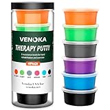 Venoka Therapieknete für Kinder und Erwachsene – Resistente Therapie für Handtherapie-Set – Stressabbau-Übungsknete – Set mit 6 Stärken – 85 g pro Knete