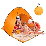 Strandzelt, Strandzelt, Einfach Aufzustellen, Sonnenschutzzelt, UV-Schutz LSF 50+, Bietet Platz for 2–3 Personen, Tragbarer Sonnenschutz for Den Außenbereich, Mit Tragetasche(Orange)