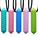 Bogoro 5 Stück Sensory Kauen Halskette,Kauketten für Sensorische Kinder,Sensory Silikon Block Beißring,Beißkette,Kaukette Erwachsene,Langlebiges und Starkes Silikon-Kauspielzeug
