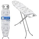 KADAX Klappbares Bügelbrett 114x34 cm – Dampfbügelbrett mit Metallgitter, Bügeleisenablage & 5 mm Polsterung, höhenverstellbar, mit Antirutschfüßen, Made in EU (Grau)
