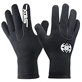 PAWHITS Neoprenhandschuhe 3 mm Thermohandschuhe Anti-Rutsch-Handschuhe für Männer und Frauen Herren Schwarz (S)