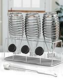 Howdah Flaschenhalter für SodaStream Abtropfgestell Flaschen Duo Küche Soda Rack Edelstahl Silber 3 Sodaflaschen und Flaschendeckel mit Schnell Trocknenden Saugfähige Kieselgur und Bürste