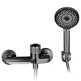 EGSO Badewannenarmatur mit Handbrause, Wasserfall Wasserhahn Badewanne, Duscharmatur mit 3 Funktionen, Armatur Badewanne Wandmontage Dusche set (Grau B)