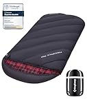 KingCamp Schlafsack,Schlafsack Winter, 4 Jahreszeiten Schlafsack XXL Übergröße Baumwoll Flanell für Erwachsene Outdoor und Camping, Warm leicht,drinnen und draußen, (Schwarz)