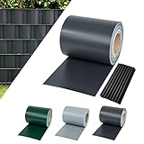 Sichtschutzstreifen Zaun 50 m x 19 cm inkl.30 Clips, Sichtschutz Zaunfolie PVC Sichtschutzstreifen Doppelstabmatten für Gartenzaun, Balkon/Diverse Farben