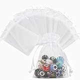 Yoosso 50 Stück Organzasäckchen 10x15 cm, Organzabeutel Weiß Schmuckbeutel Organzasäckchen mit Kordelzug Organza Geschenksäckchen für Hochzeit Kommunion Konfirmation Geburtstag