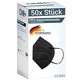 COCO BLANCO 50x FFP2 Maske CE Zertifiziert aus Deutschland I 100% MADE IN GERMANY I Atemschutzmaske Partikelfiltermaske (50 Stück, schwarz)