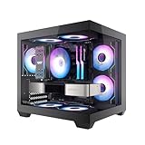 darkFlash ITX-PC-Gehäuse, Vorinstalliert mit 3 PWM-ARGB-Lüftern, Computergehäuse, ITX-Gehäuse mit Vollansicht und Doppeltem Hartglas, Mini-Größe, Unterstützt 240 mm AIO (C275P) (Schwarz)