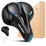 YOUNGDO Fahrradsattel, Gel Fahrradsitz, breiter, weicher, komfortabel atmungsaktiv stoßdämpfend, Ergonomisch Fahrrad Sattel mit wasserdichte Abdeckung