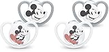 NUK Sauger Space | 18-36 Monate | Lutscher mit extragroßen Belüftungsöffnungen | Silikon BPA-frei | Disney Micky Maus | Grau/Weiß | 2 Einheiten (Packung mit 2)