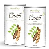 Carob-Pulver Bio Vegan Carobpulver - Kakao-Ersatz für Trinkschokolade ohne Zucker Koffeinfrei Fettarm - Natürlich Süß Ballaststoffreich Mineralien - Johannisbrotbaum Karob | PureRaw 480g (=2x 240g)