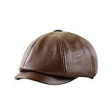 Armstulpen Octagon Winter Outdoor Warme Mütze Vintage Maler Baskenmütze Hut Rot Damen (Coffee, One Size)