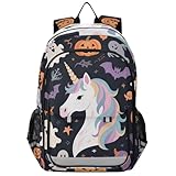 Kinder-Schlafsack, Rucksack 8–12: lässige Büchertaschen für Teenager, Mädchen, Jungen, in verschiedenen Farben, Happy Halloween, weiße Einhörner