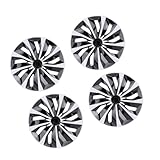 Tbest 4-teilige Radkappen-Radabdeckung, 14 Zoll, Universelles -Felgenabdeckungs-Set für Autos, LKWs, SUVs, Langlebiges ABS-Material, R14-Radkappen (Silber Schwarz)