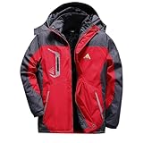 Regenjacke Herren Wasserdicht Männer Outdoorjacke Funktionsjacke mit Abnehmbarer Kapuze Verdicktes Futter Mantel Softshelljacke Leicht Outdoor Trekkingjacke Wandern Camping Herren Übergangsjacke