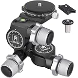 3-Wege-Getriebe-Stativkopf ARTCISE Professioneller Getriebe-Stativkopf mit Arca-Typ-QR-Platte und 360°-Panorama-Arca-Typ-QR-Platte, Millimeter-Mikroeinstellung, maximale Belastung 6 kg