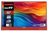 Telefunken 32 Zoll Fernseher tragbar mit integriertem Akku (HD Smart TV, Triple-Tuner, 6 Monate HD+ inkl.) PL32OI orange