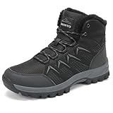 DANNTO Herren Warme Gefütterte Winterschuhe Winterstiefel Wanderschuhe Trekkingschuhe Draussen Schneestiefel (Schwarz-C,42)