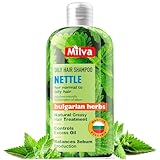 Milva Brennnessel Shampoo für Fettiges Haar – 200 ml Natürliches Haarreinigungs Shampoo – ölreduzierendes Shampoo & Schuppen Bekämpfungs Shampoo – Fettiges Haar Mittel – Volumen Shampoo