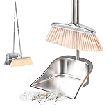 Besen mit Schaufel | Schaufel aus Edelstahl, Reinigungswerkzeug aus Edelstahl zur Reinigung von Böden, Zuhause, Büro, Küche, Bad, Wohnzimmer