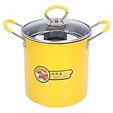 Lihsong 3L Mini-Fritteusentopf, Japanischer Frittiertopf aus Edelstahl mit Ölfilter-Gestelldeckel für die Küche zu Hause