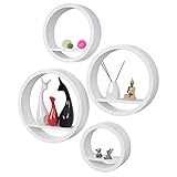 WOLTU Wandregal 4er Set Schweberegale Rund Regal Buch, Würfelregale Cube Hängeregal Wandboard, weiß, für Büro, Wohnzimmer, Schlafzimmer, Küche, 39,6/34,5/29,5/24,5 cm Durchmesser