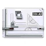 Queiting Zeichenplatte A3 Zeichenbrett Professioneller Zeichentisch mit Schiebelineal Zeichendreieck und Maßstab T-Quadrat für Ingenieure Designer Studenten zum Exaktes Arbeiten und Studium