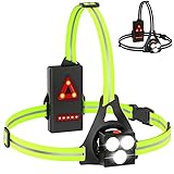 Lauflicht mit Reflektoren,LED Lauflampe Joggen,USB wiederaufladbare brustlampe Laufen,120°Einstellbarer Abstrahlwinkel, Wasserdicht Leichtgewichts, 500 Lumens Running Light für Läufer Joggen Camping