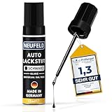 NEUFELD® Lackstift Schwarz glänzend [12ml] - Lackstift Auto hohe Deckkraft - Autolack Schwarz gegen Kratzer - Lackstift dickflüssig