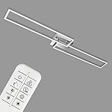 BRILONER - LED Deckenlampe mit Fernbedienung, dimmbar, einstellbar von warmweiß bis neutralweiß, LED Lampe, Deckenleuchte, Wohnzimmerlampe, Schlafzimmerlampe, Küchenlampe, 110s24,8s7,8 cm, Chrom-Alu