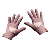 Clicitina Frauen Mode Handschuhe Herzen gedruckt warme Winter Stretch gestrickte Fäustlinge Wolle Vollfinger Herbst Handschuhe Uz628 (B, A)