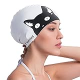 COPOZZ Erwachsene Badekappe, Wasserdicht Schwimmkappe für Damen, Lange Haare Silikon Swimming Cap Bademütze für Frauen