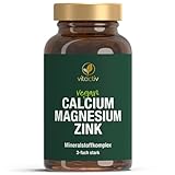 VITACTIV Calcium Magnesium Zink Tabletten - Mineralkomplex hochdosiert für Knochen, Muskeln, Haut & Haare - Calciumcitrat, Magnesiumcitrat und Zinkcitrat - Hohe Bioverfügbarkeit, Vegan - 100 Stück