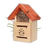 MADERY - Natürlicher Bio Insektenhotel für Marienkäfer aus zertifiziertem FSC Massivholz - zum Aufhängen für Garten, Balkon und Terrasse - inkl. Nistmaterialien. (Marienkäfer_Hotel)