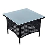 ESTEXO Polyrattan Beistelltisch Gartentisch Rattan Kaffee Tisch Balkontisch Gartenmöbel Kaffeetisch Teetisch Couchtisch Rattantisch (Schwarz)