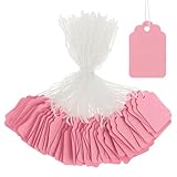 200 Stück Rosa Geschenkanhänger, 45 X 35 mm Preisschilder Etiketten Anhänger Etiketten zum Beschriften Preisauszeichner Papier Preisetiketten Etiketten für Kleidung, Schmuck Display, Geschenk