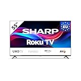 SHARP 55GJ4225E - 55 Zoll Fernseher (139 cm) 4K Ultra HD Roku TV - Gaming & Streaming LED Smart TV ohne Rahmen (HDR10, HDMI 2.1, AV1-Codec, Receiver, WLAN) - Netflix, Prime, YouTube, Disney+