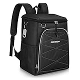 PENGDA 25L Kühlrucksack Kühltasche - 36 Dosen Groß Isoliertasche Wasserdichter Picknickrucksack für Camping Wandern Strand (Schwarz)