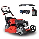 Scheppach Benzin Rasenmäher MS225-53E mit E-Start | Radantrieb | 6PS | 53 cm Schnittbreite | 7-fache Höhenverstellung | 65 Liter Fangkorb | Mulchfunktion | Reinigungsfunktion | inkl. Öl & Ersatzmesser