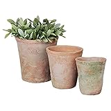 degawo Aged Terracotta Blumentopf 3er Set Übertopf Umtopf rund verschieden groß Garten