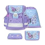 Belmil Classy Schulranzen Set 4 - teilig (403-13/AG/S) (Purple Blue Butterfly)