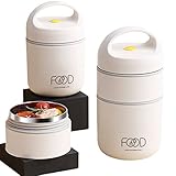 JTSONN Müslibecher to go 680ml Joghurtbecher to go kinder Doppelschicht Auslaufsicherer Thermobehälter - Thermo Lunchbox - Vielseitiger Müsli to go Becher für Schule,Arbeit,Picknick,Reise (Beige)