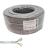Lumonic 50m Netzwerkkabel CAT 5e F/UTP I CAT5e-kabel, Gigabit LAN Kabel, Ethernet Kabel I Flexibles Verlegekabel geschirmt, für den Innenbereich bis 100 MHz