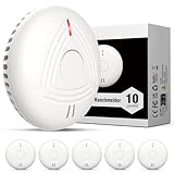 DAYTECH Rauchmelder 10 Jahre Batterie, Rauchwarnmelder 5er Set, Standalone Feuermelder, Flacher Brandmelder für den Brandschutz zu Hause